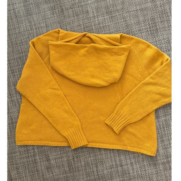 MA RY YA Merino Wool/Cashmere Boxy Hoodie Sweater S Mustard Yellow Made in Italy - Picture 2 of 5